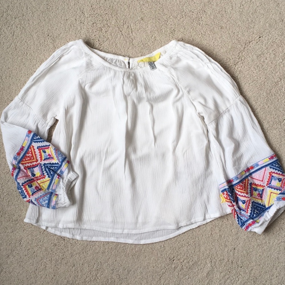 Girls Joules Embroidered Balloon Sleeve Blouse 5